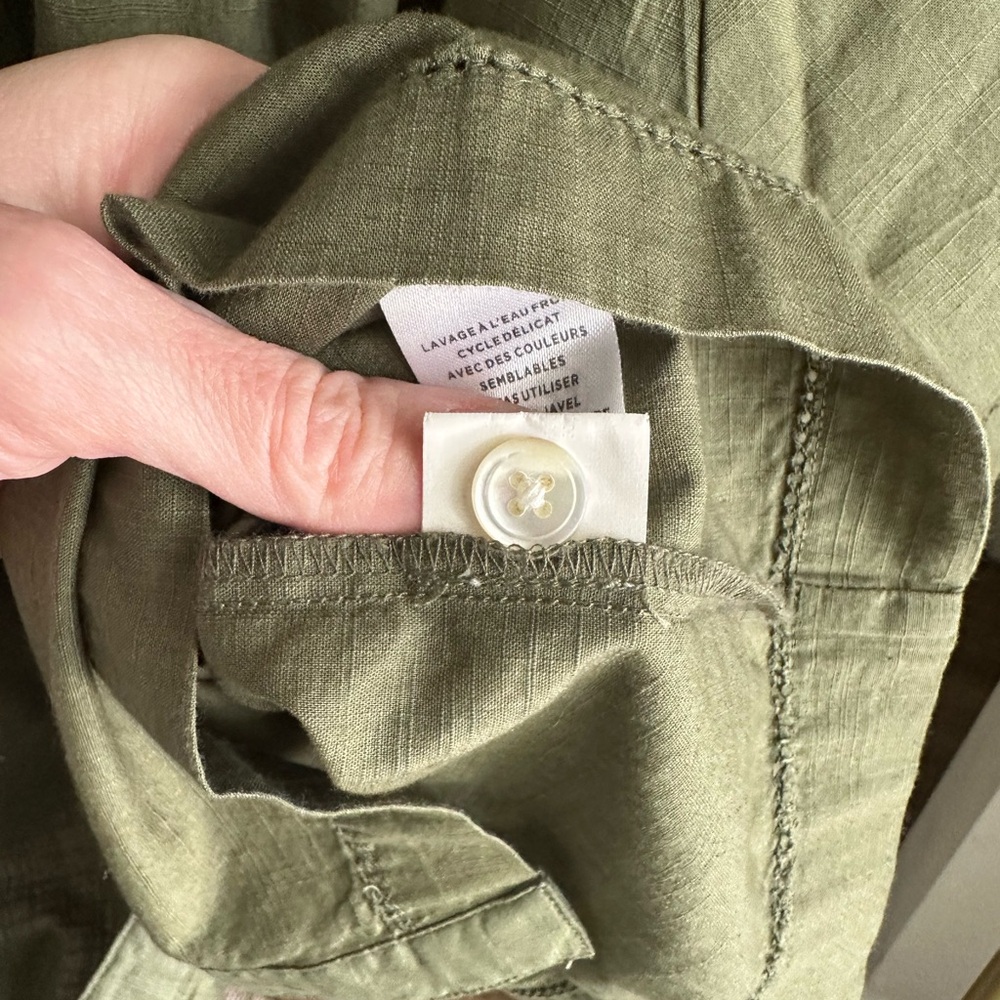 Lilla P Green Cotton Button Up Blouse - Picture 8 of 9